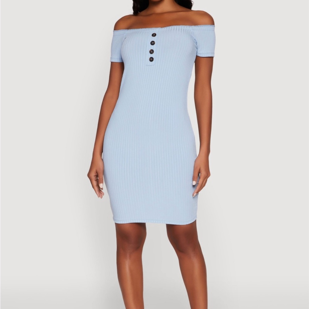 Elegant Off-Shoulder Blue Dress